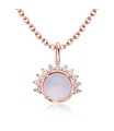 Rose Quartz with CZ Crystal Silver Necklace SPE-5147